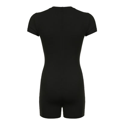 Damen eleganter Kurzoverall mit eng anliegendem Schnitt und Rundhalsausschnitt Stalluxe