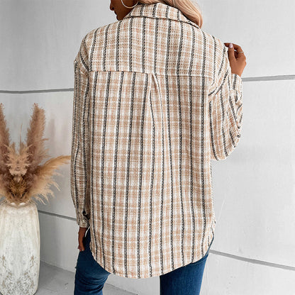 Damen gestreifte Utility-Jacke mit Brusttaschen und strukturierter Oberfläche Stalluxe