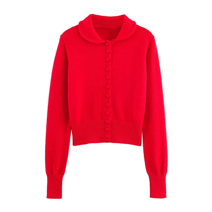 Damen modische Strickjacke mit Kragen und eleganter Knopfleiste Stalluxe