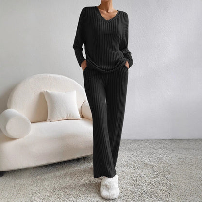 Women's Cozy Striped Lounge Set Stalluxe