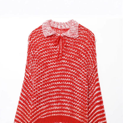 Damen lässiger Strickpullover mit modischem Kragen und Rüschendetail Stalluxe
