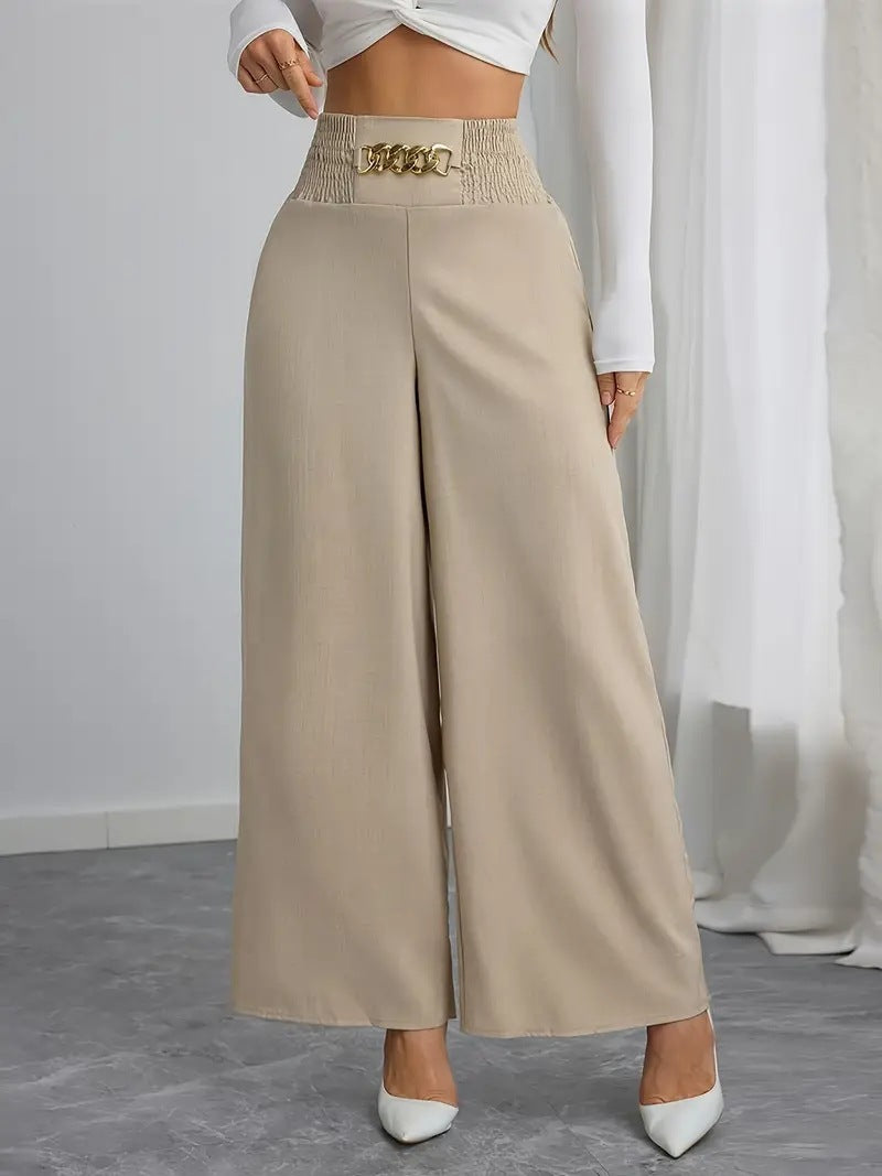 Damen Weit geschnittene Palazzo-Hose mit dekorativem Bund Stalluxe