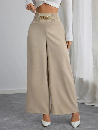 Damen Weit geschnittene Palazzo-Hose mit dekorativem Bund Stalluxe