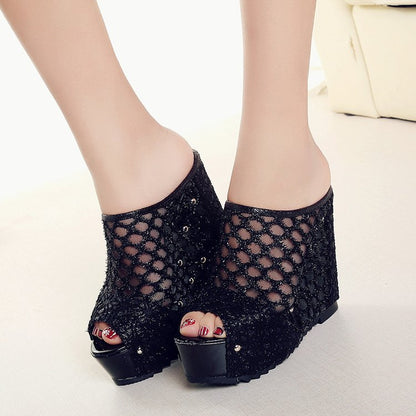 Damen Plateau-Mules mit modischem Schleifen-Design und funkelnden Akzenten Stalluxe