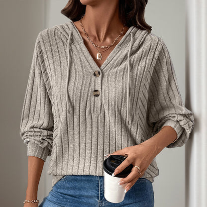 Damen Strickpullover mit Kapuze und Knopfdetail Stalluxe