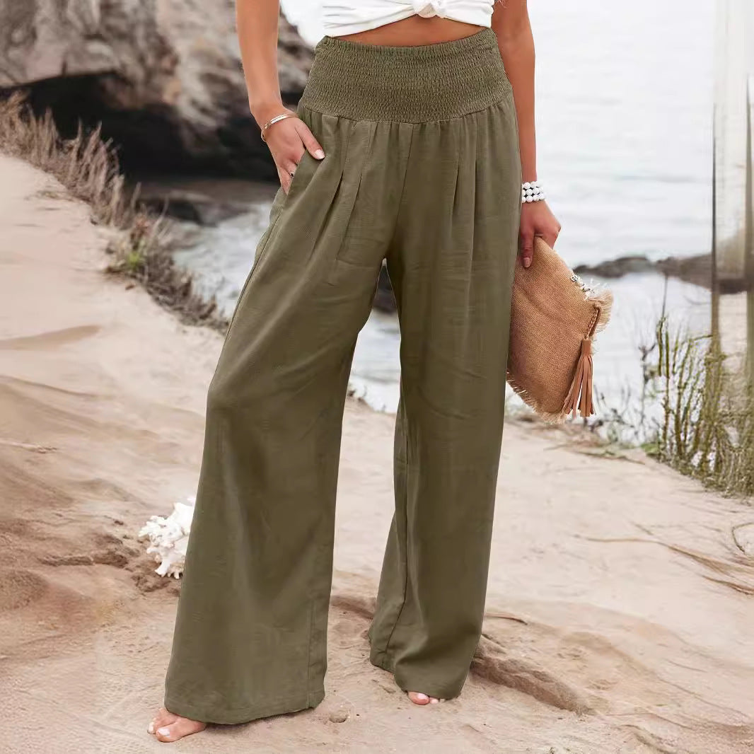 Damen Weite Sommerhose mit elastischem Bund und lockerem Schnitt Stalluxe