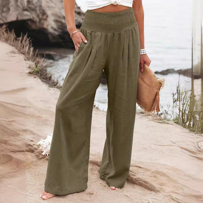 Damen Weite Sommerhose mit elastischem Bund und lockerem Schnitt Stalluxe