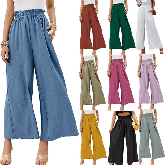 Damen Weite Palazzo-Hose mit elastischem Bund Stalluxe