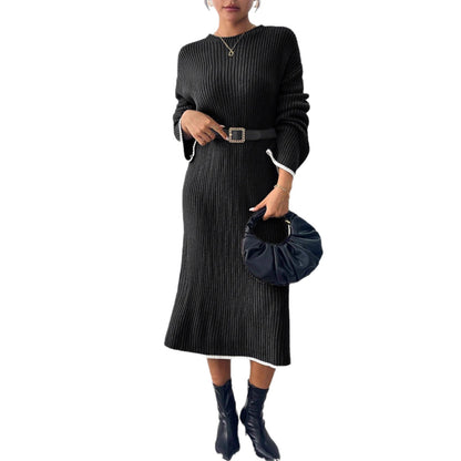 Damen lässiges Strickkleid mit Ribstruktur und weitem Schnitt Stalluxe
