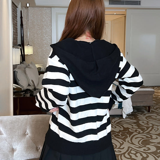 Damen gestreifter Cardigan mit Reisverschluss Stalluxe