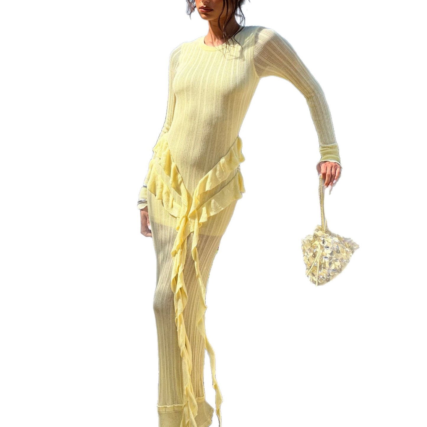 Damen Maxikleid mit raffinierten Rüschendetails und elegantem Schnitt Stalluxe