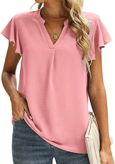 Damen Bluse mit Rüschendetails und V-Ausschnitt Stalluxe