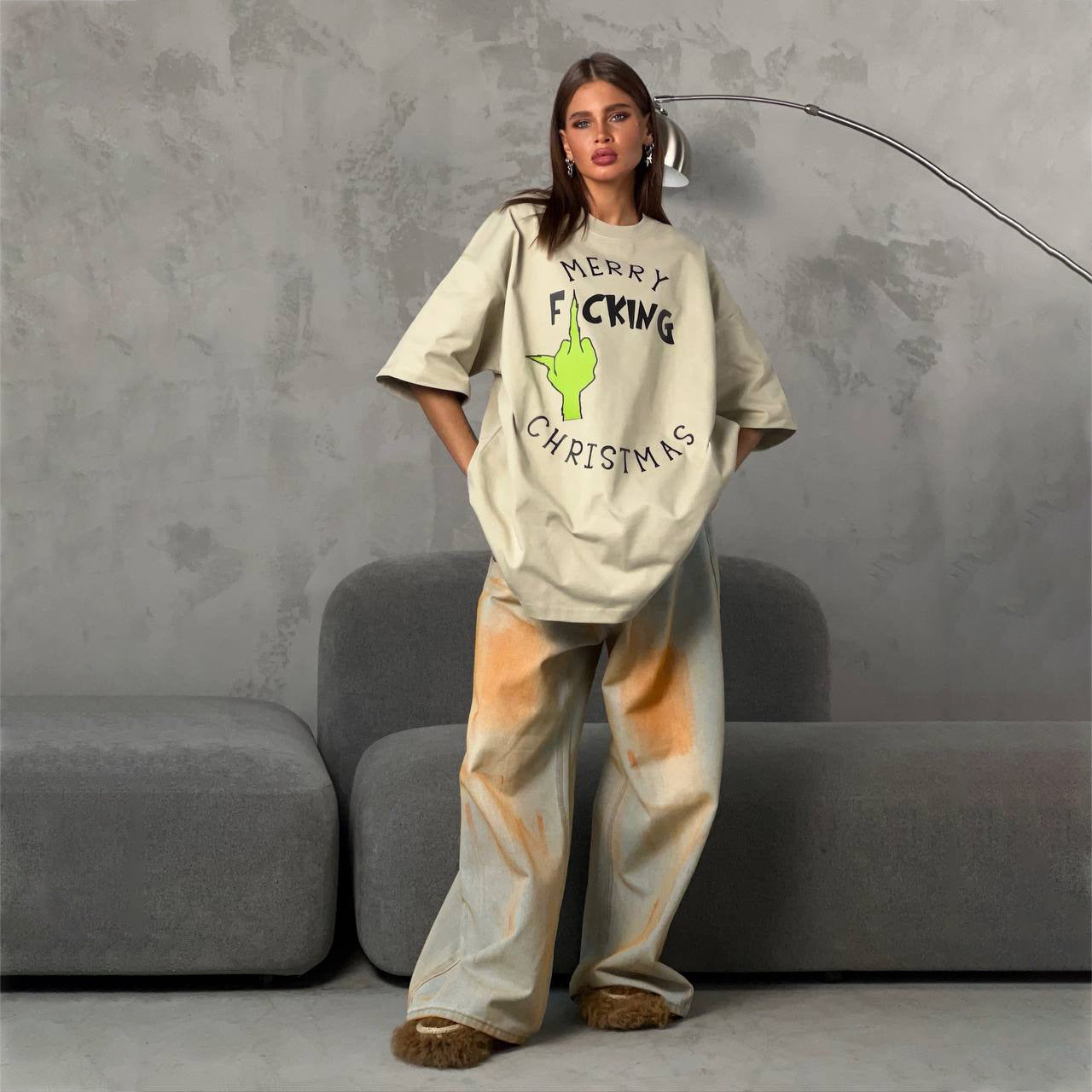 Damen Oversized T-Shirt mit auffälligem Grafikdruck und lässigem Schnitt Stalluxe