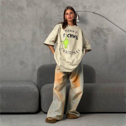 Damen Oversized T-Shirt mit auffälligem Grafikdruck und lässigem Schnitt Stalluxe