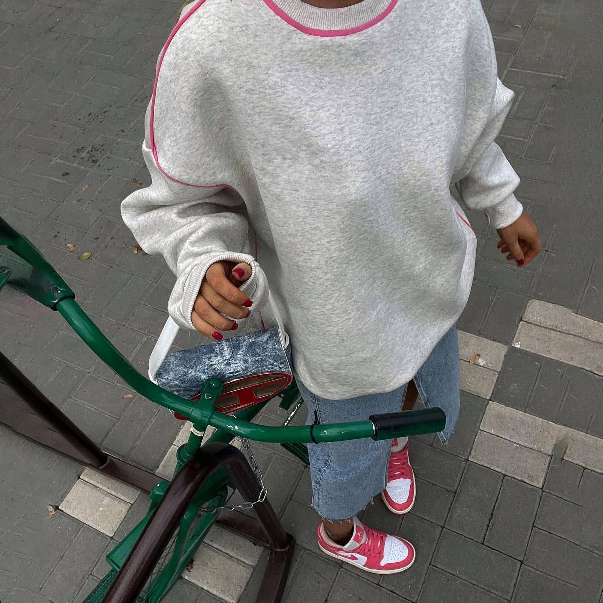 Damen Oversized Sweatshirt mit Kontrastnähten und lässigem Schnitt Stalluxe