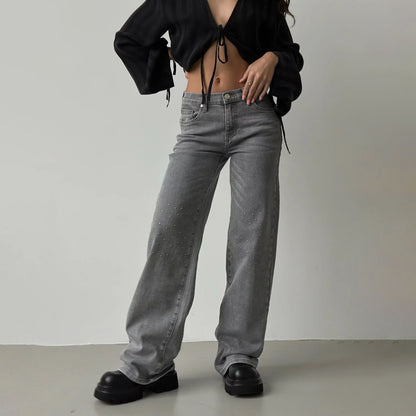 Damen Hochgeschnittene Jeans mit modischem Distressed-Design und originellen Nieten Stalluxe