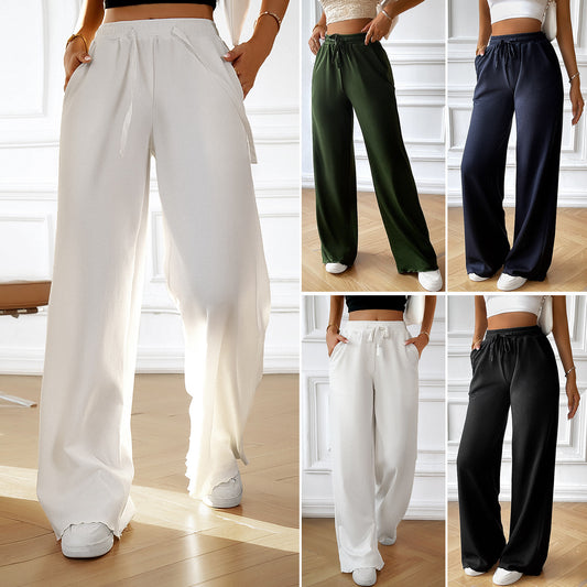 Damen Lässige Freizeithose mit hohem Bund und elastischem Taillenbund Stalluxe