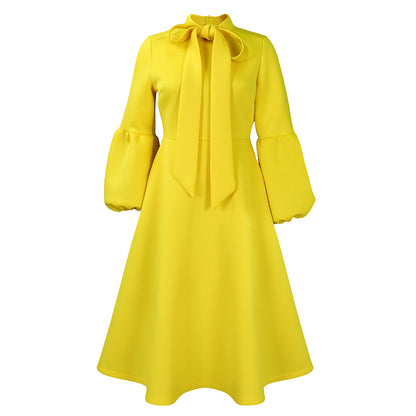 Damen Midikleid mit eleganten Schleifenärmeln und schwingendem Rock Stalluxe