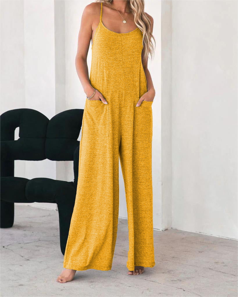 Damen Lässiger Jumpsuit mit weit geschnittenem Bein und praktischen Taschen Stalluxe