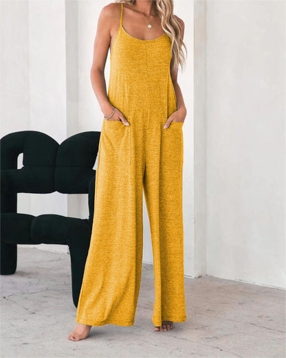 Damen Lässiger Jumpsuit mit weit geschnittenem Bein und praktischen Taschen Stalluxe