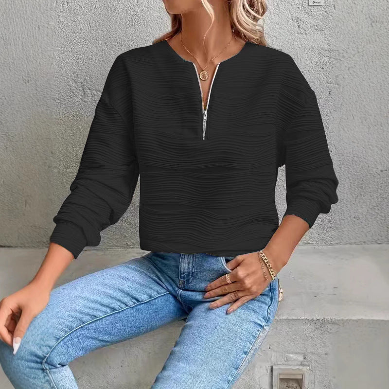Damen Moderner Sweatshirt mit Halbreißverschluss und strukturiertem Design Stalluxe