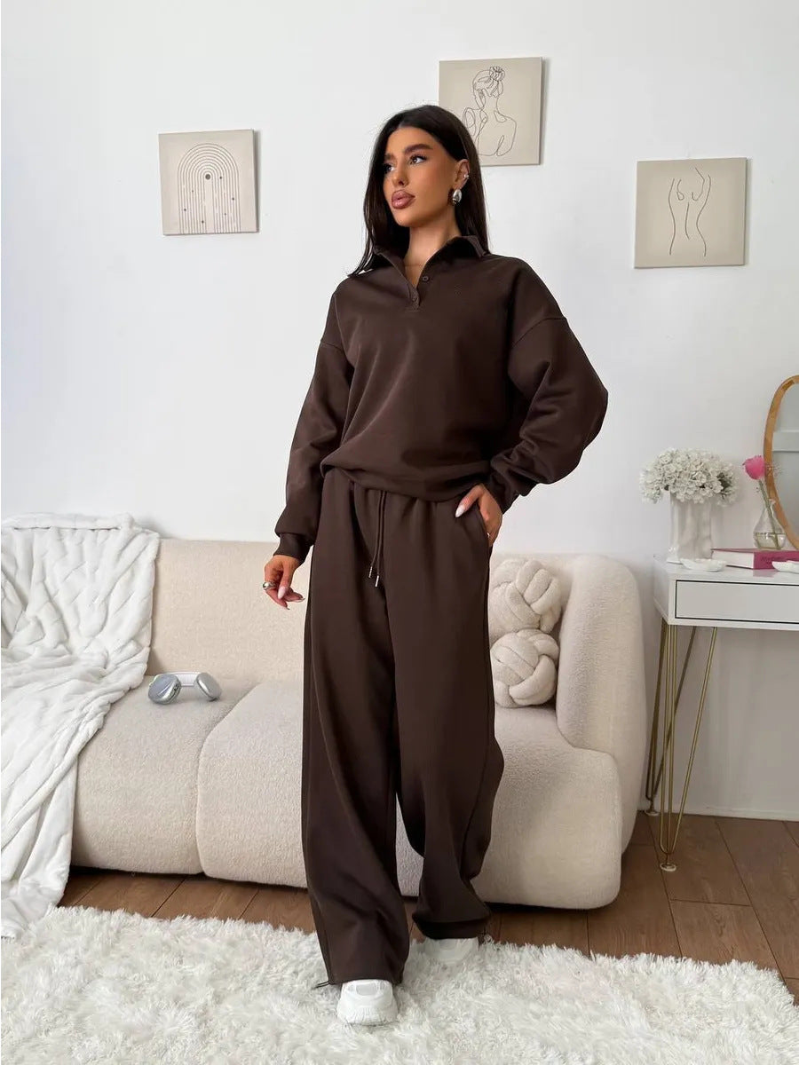 Damen bequemer Poloshirt und lockere Hose Set Stalluxe