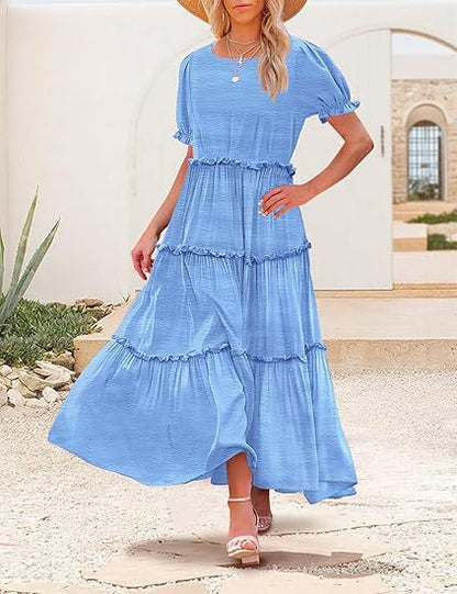 Damen Maxikleid im floralen Bohème-Stil mit Rüschendetails Stalluxe