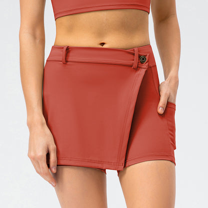 Damen Sportlicher Skort mit praktischen Seitentaschen und modischem Wickeldesign Stalluxe