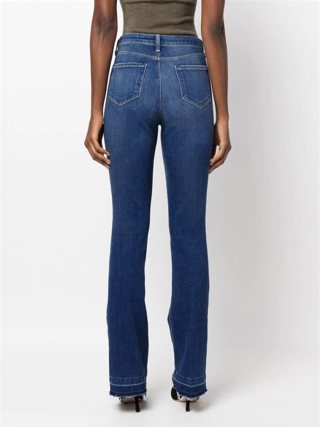 Damen Bootcut Jeans mit angesagten unregelmäßigen Fransen Stalluxe