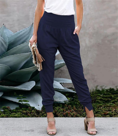 Damen Sportliche Freizeithose mit elastischem Bund und Taschen Stalluxe