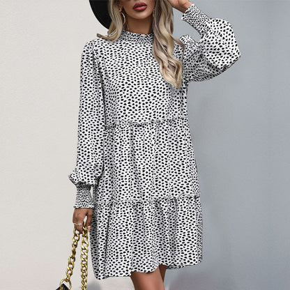 Damen lässiges Kleid mit gerafftem Design und eleganten Puffärmeln Stalluxe