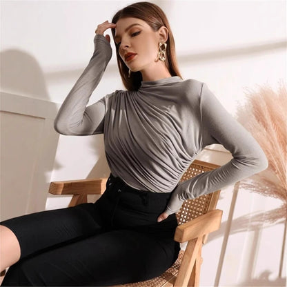 Damen Langarm-Shirt mit elegantem Wickeldesign Stalluxe