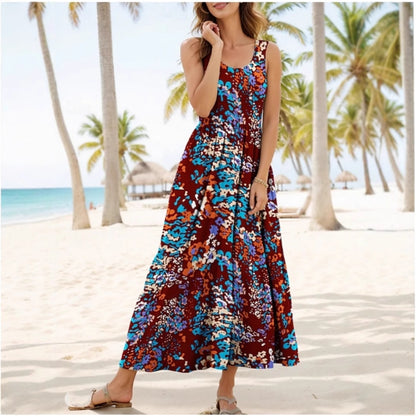 Damen Maxikleid mit verspieltem Blumendesign und weitem Rockabfall Stalluxe