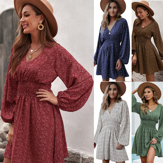 Damen Kleid mit tailliertem Schnitt und lässigen Ballonärmel Stalluxe