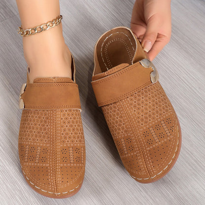 Damen Atmungsaktive Clogs mit modischen Perforationen und verstellbarem Riemen Stalluxe