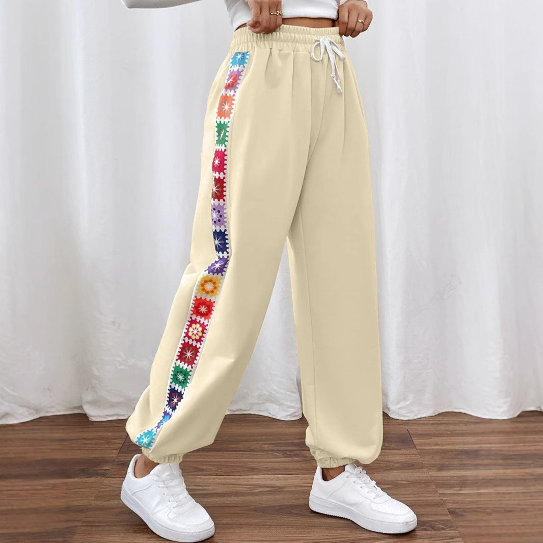 Damen Freizeithose mit buntem Blümchenmuster und elastischem Bund Stalluxe