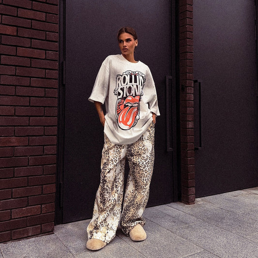 Damen Oversized T-Shirt mit kreativen Grafiken und lässigen Schnitten Stalluxe