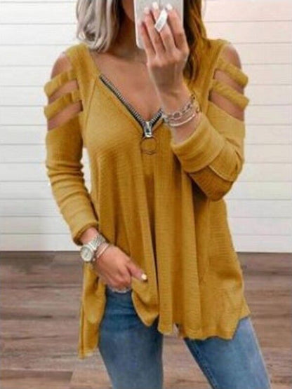 Damen Strickpullover mit modischen Cut-Out-Ärmeln Stalluxe