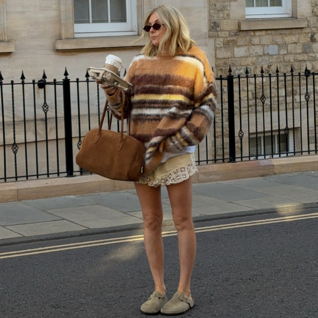 Damen Oversized Strickpullover mit modernen Streifenmustern und lässigem Schnitt Stalluxe