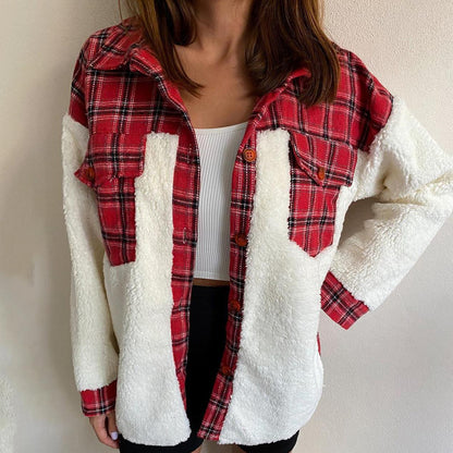 Damen Oversized Flanelljacke mit kuscheligem Innenfutter und praktischen Taschen Stalluxe