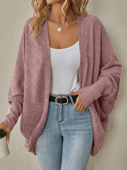 Damen lässige Strickjacke mit offenem Schnitt und modernem Texturmuster Stalluxe