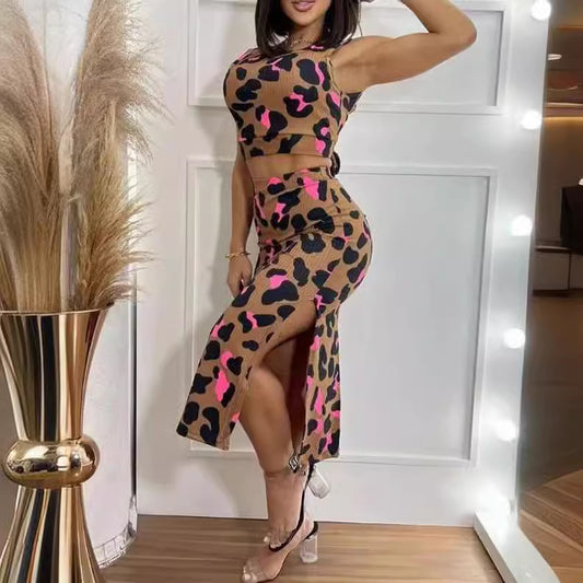 Damen Zweiteiliges Set mit figurbetonendem Design und farbigen Tiermustern Stalluxe