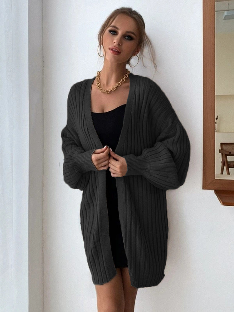 Damen Weitgeschnittener Strickcardigan mit strukturiertem Rippdesign Stalluxe