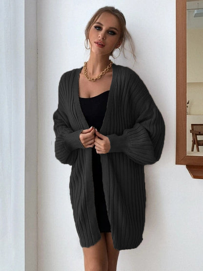 Damen Weitgeschnittener Strickcardigan mit strukturiertem Rippdesign Stalluxe