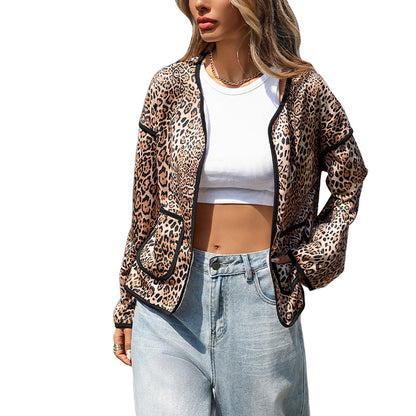 Damen Mit Leopard-Print verzierte Freizeitjacke Stalluxe