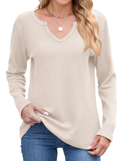 Damen Waffelstruktur Langarmshirt Stalluxe