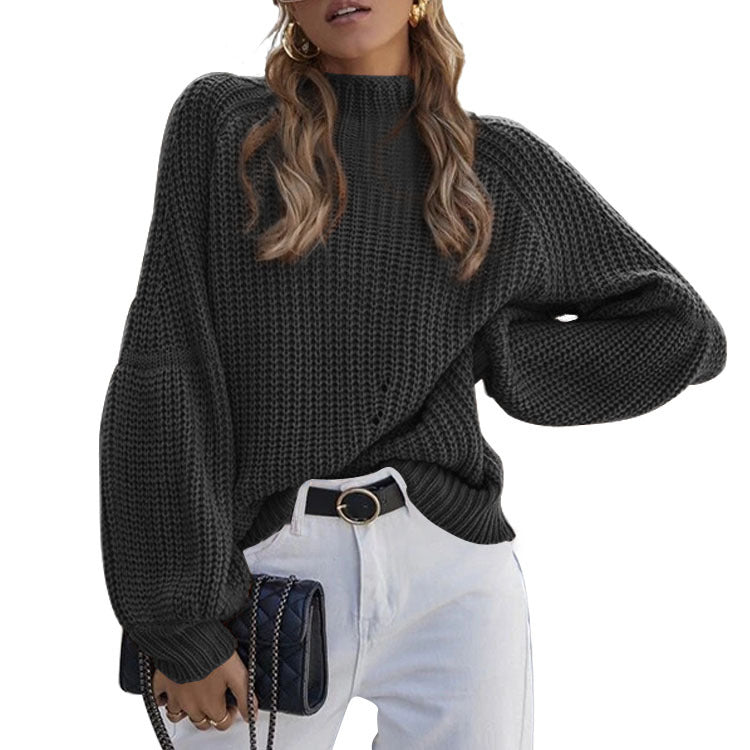 Damen Strickpullover mit weitem Schnitt und modernen Puffärmeln Stalluxe