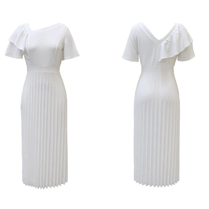 Damen Plissiertes Maxikleid mit einzigartigem Rüschendesign und eleganter Taillierung Stalluxe