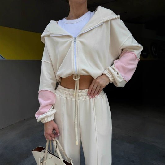Damen sportlich-elegantes Ensemble aus cropped Top und weitem Hosen Stalluxe