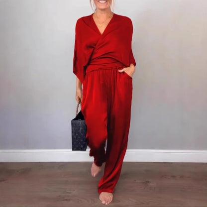 Damen elegantes und bequemes Satin-Hosenanzug Stalluxe